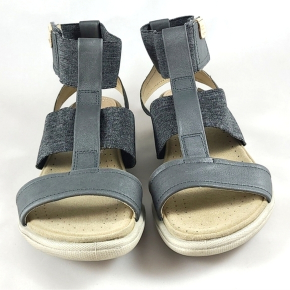 ECCO Damara Gladiator Dark Shadow Grey Strappy Leather Sandals Size 37 - Picture 3 of 15